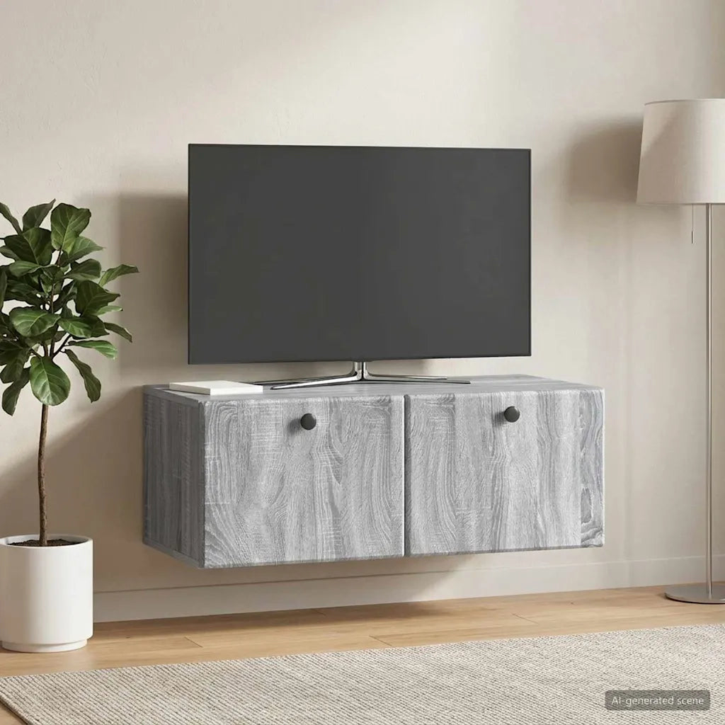 Mobile Porta TV da Muro 78,5 x 41 x 30 cm Sonoma grigio 899201