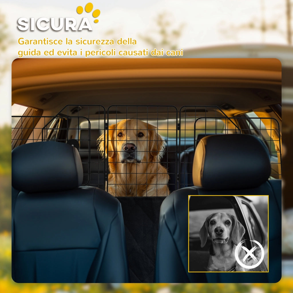 Griglia Divisoria Auto per Cani ¨C zephmum ¨C Nero, Regolabile 93-150x42cm