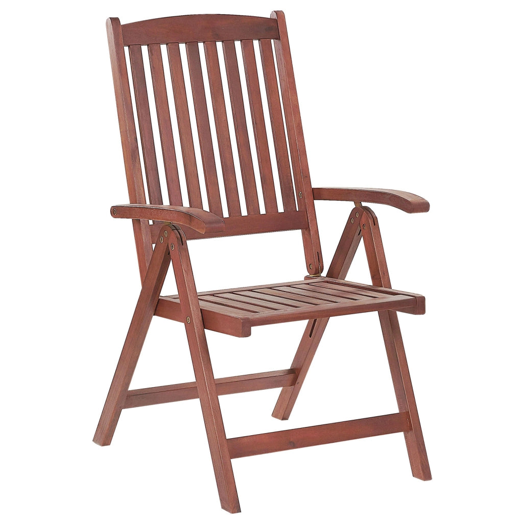 Set di 6 sedie da giardino in legno di acacia cuscino blu regolabile pieghevole per esterni in stile rustico country