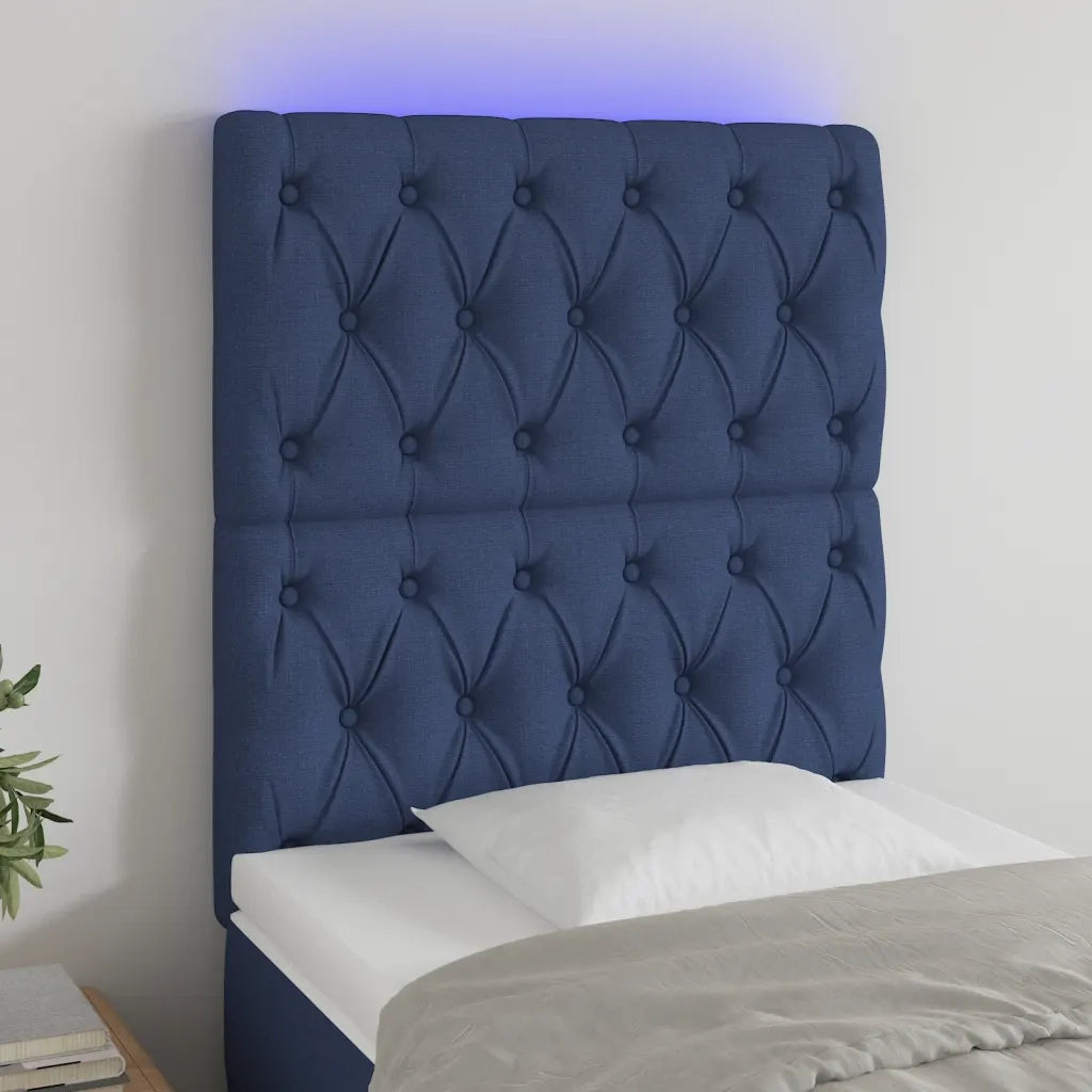 Testiera | Testata a LED Blu 80x7x118/128 cm in Tessuto