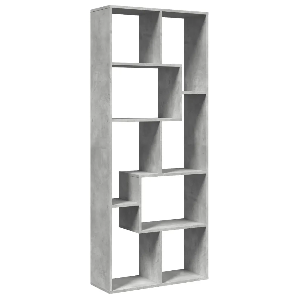 Libreria Divisorio-Scaffale per Libri-Mobile di Stoccaggio Grigio Cemento 67x25x161,5 cm in Truciolato