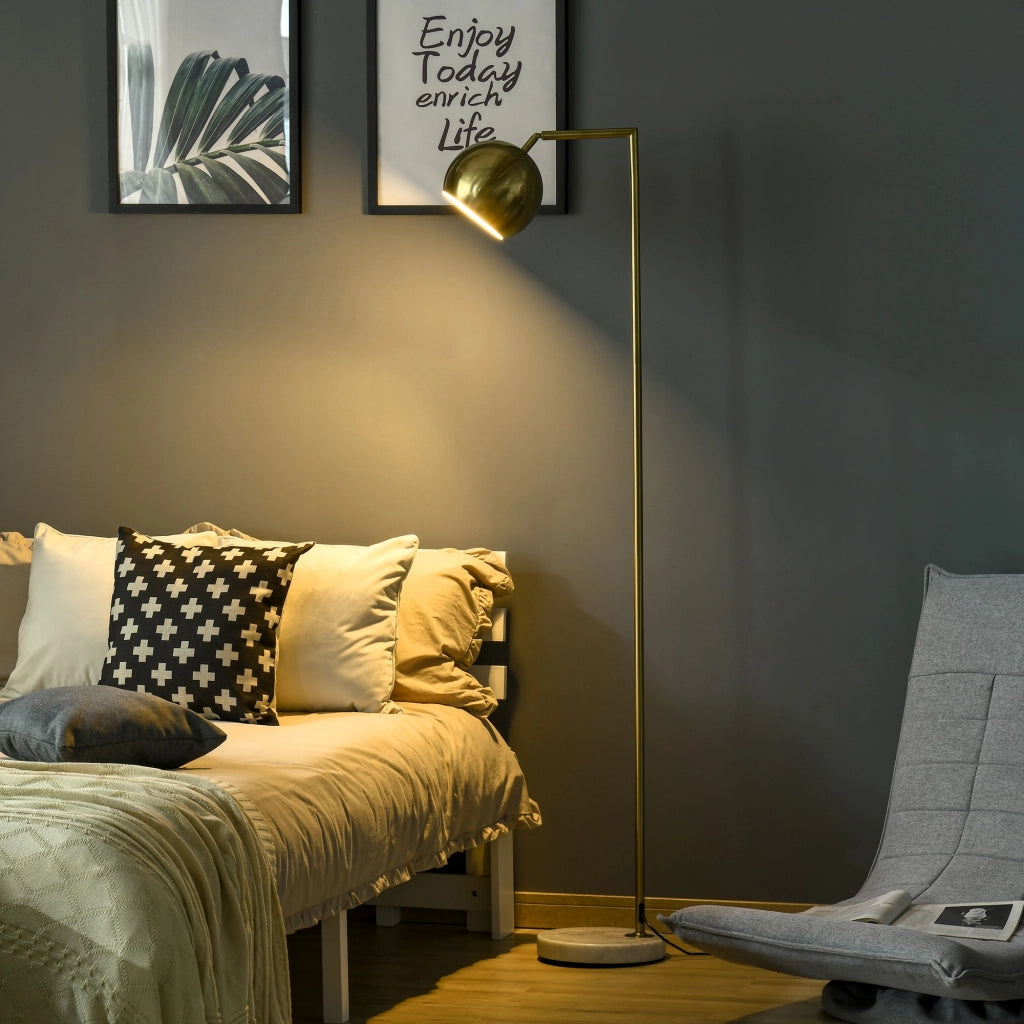 EASYCOMFORT  Lampada da Terra Moderna a Piantana Rotonda e Paralume Regolabile Lampada da Salotto e Camera Vintage - Oro