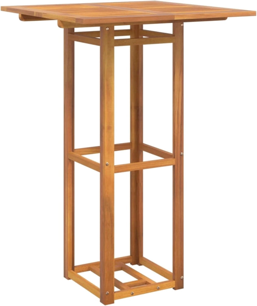 Tavolo alto da terrazza in legno massello di acacia 75 x 75 x 110 cm, tavolo da cucina, tavolo da ingresso, cucina mobili, tavolo consolle, bar cucina, tavolino ausiliario, mobile bar - SPU