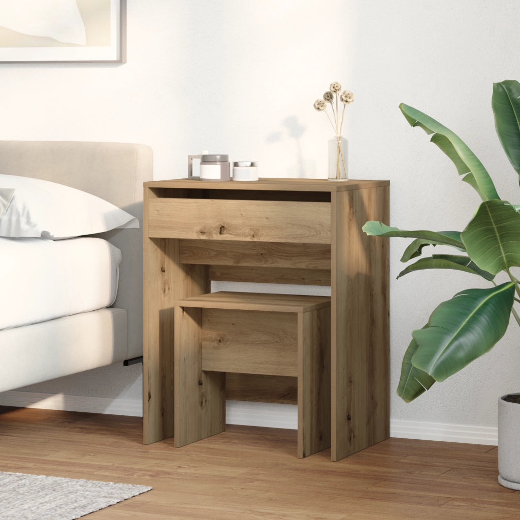 Toeletta con Specchio in Legno Ingegnerizzato Rovere Artigianale