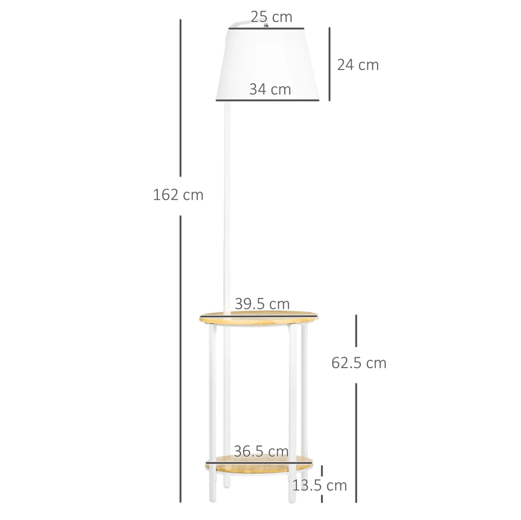 Lampada da terra bianca con 2 ripiani, 162 cm