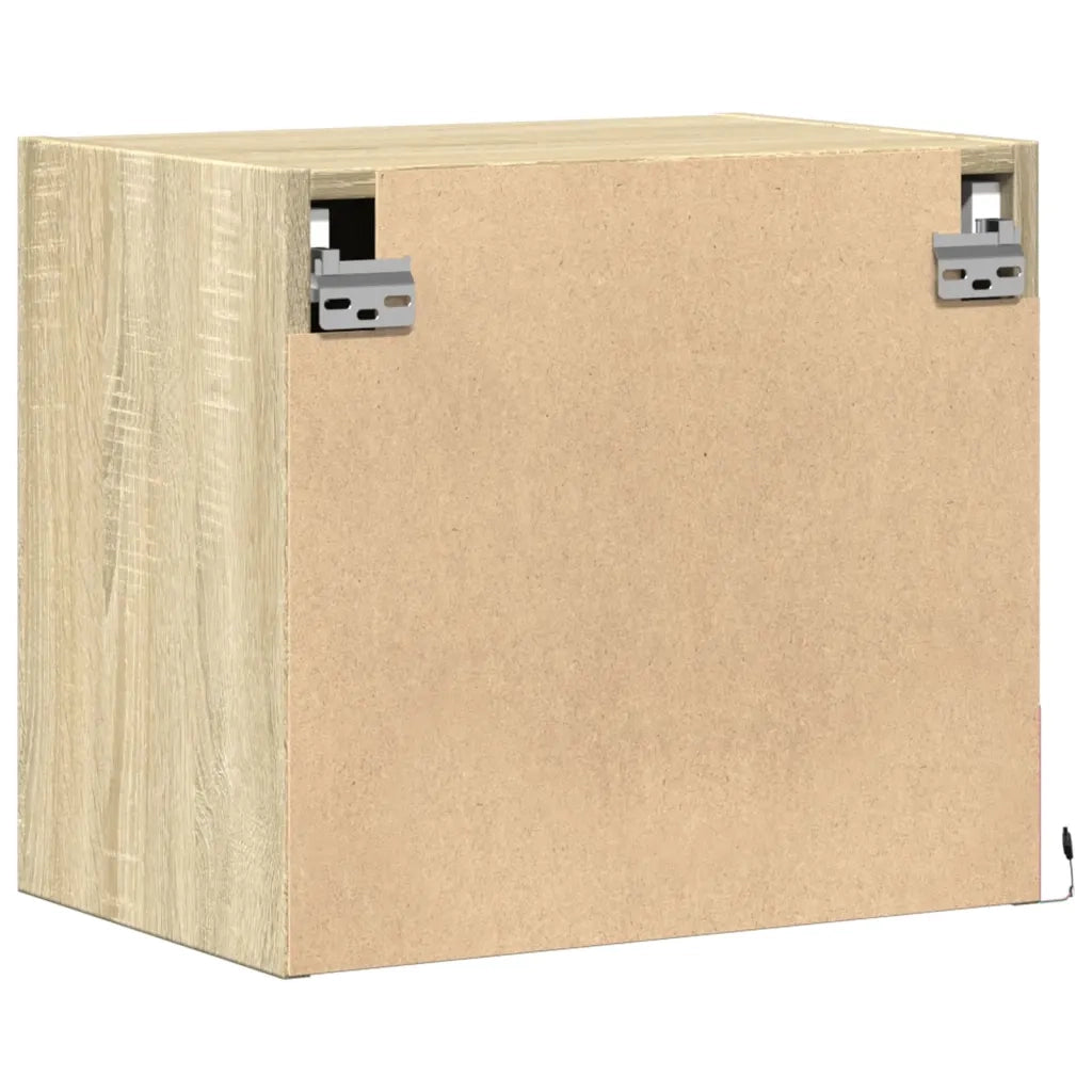 Comodini a Parete con luci LED 2 pz Rovere Sonoma