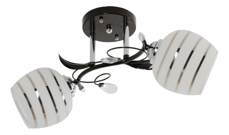 Plafoniera Lampex Milton 2 luci nero/bianco Ø50 E27
