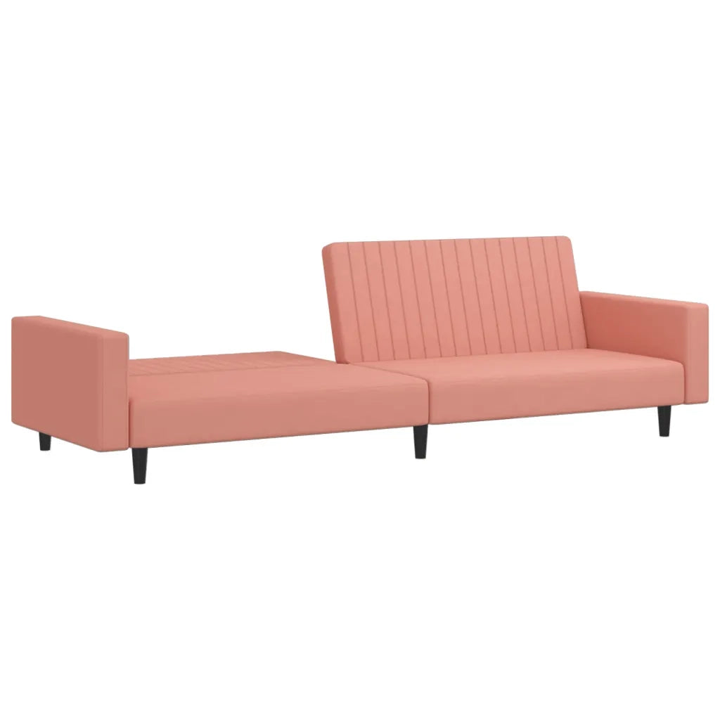 Divano Letto a 2 Posti Rosa in Velluto