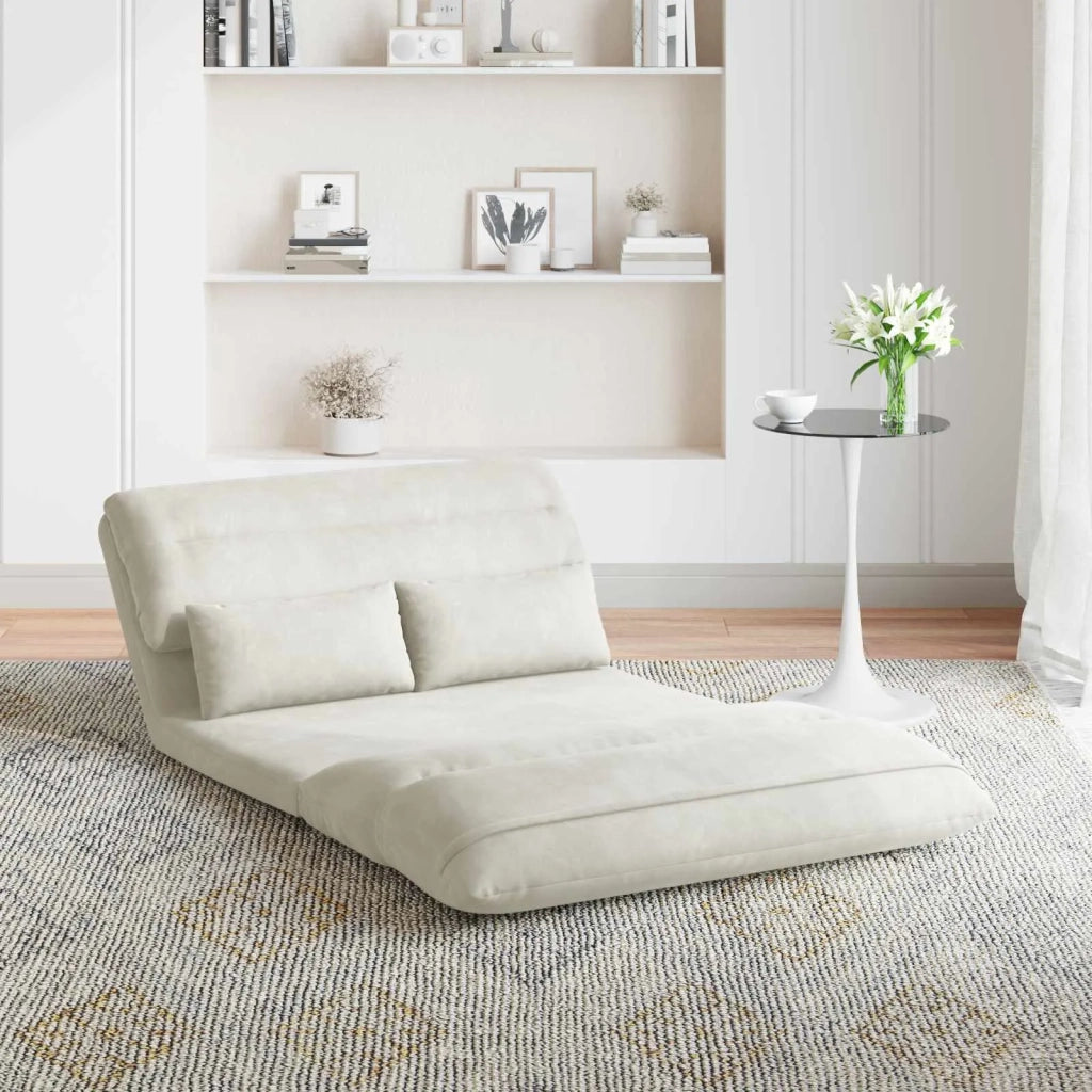 Sedia da Pavimento Crema 110 x 82 x 55 cm Velluto 42028216