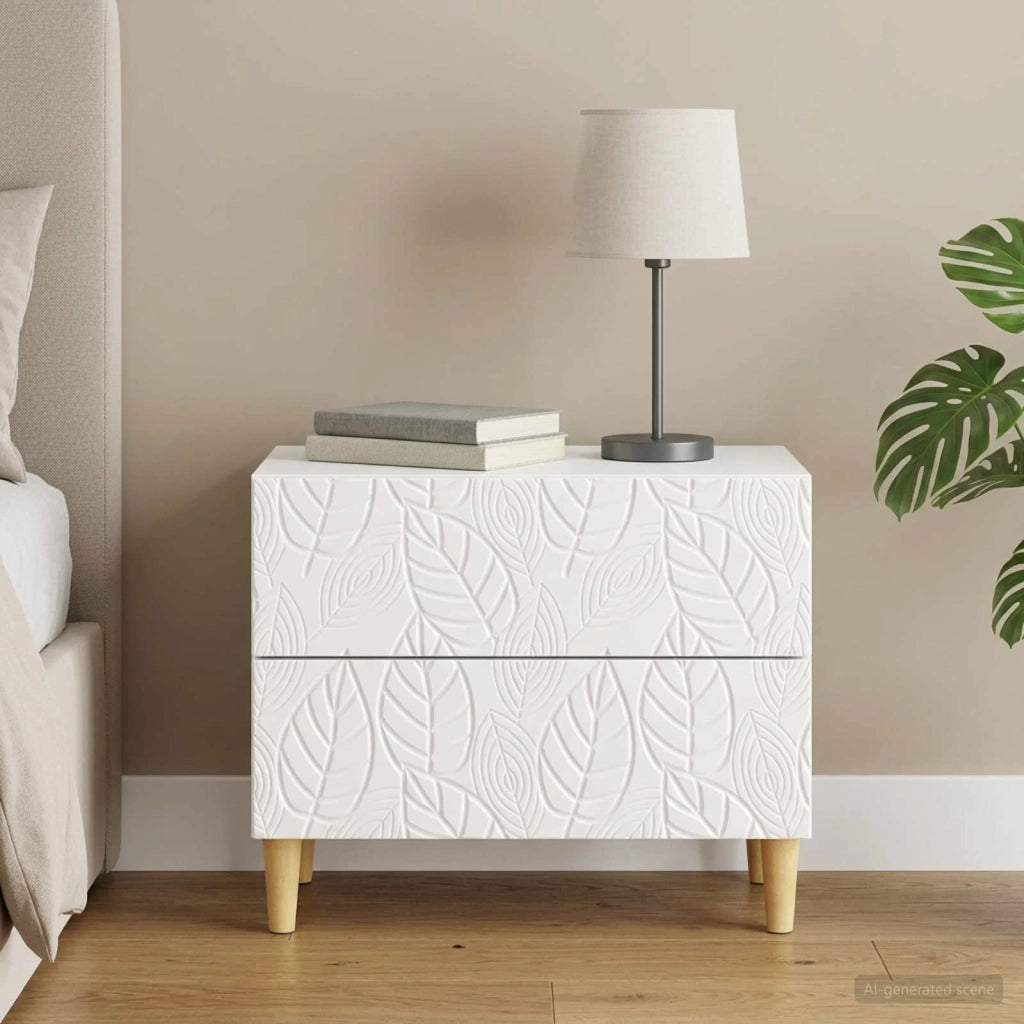 Comodino Bianco Lucido 62 x 34,5 x 48 cm Legno ingegnerizzato 895009