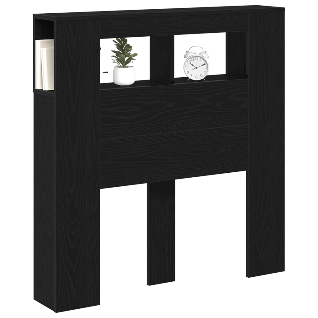 Testata da letto vitaXL con luci LED Rovere Nero 100x18,5x103,5 cm