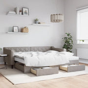 Divano Letto Estraibile con Cassetti Tortora 90x200 cm Tessuto 3197483
