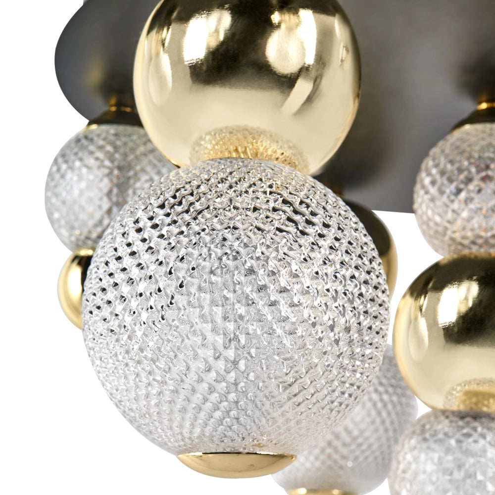 Lampada da parete a LED con paralume in vetro dorato e base in metallo, stile glamour, luce d'atmosfera, soggiorno, camera da letto