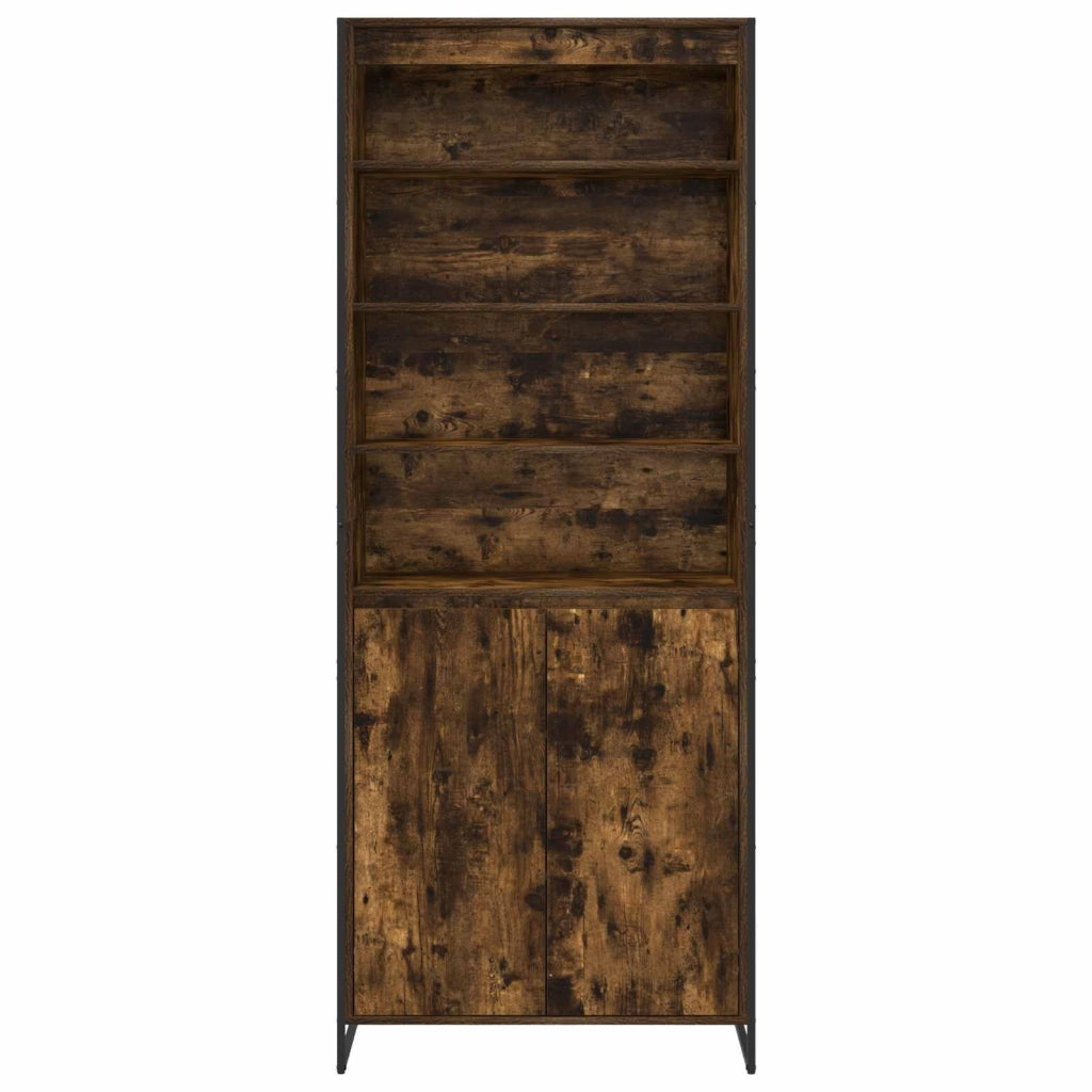 Set di 2 moderni mobili alti rettangolari 79 x 36 x 200 cm con ante in legno ingegnerizzato resistente con finitura rovere affumicato 02_0056105