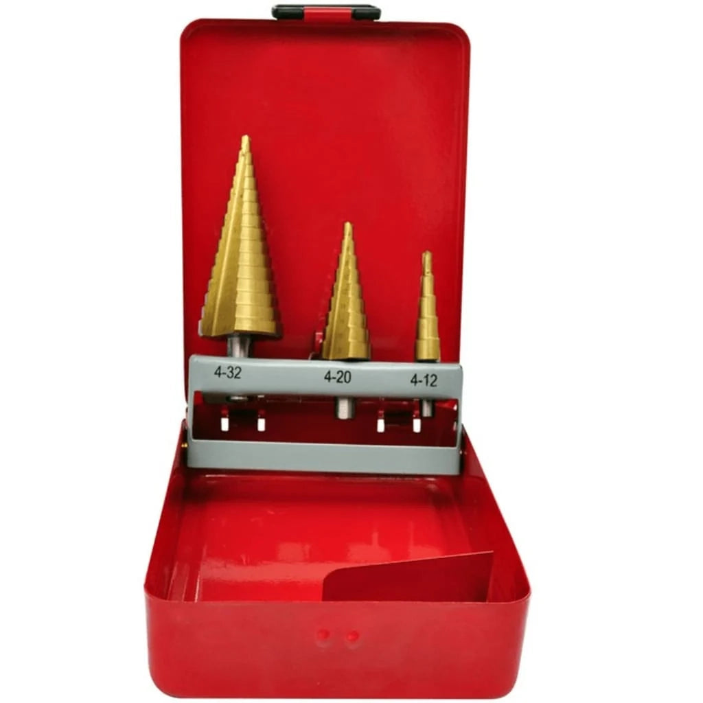 Set di 3 punte coniche a gradini HSS frese a gradini trapani da officina 02_0004075