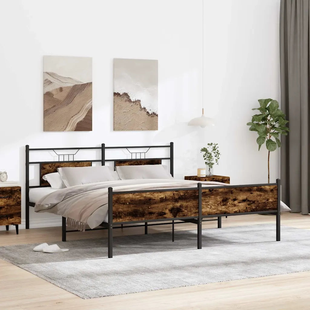 Giroletto senza Materaso in Metallo Rovere Fumo 160x200 cm 3325113
