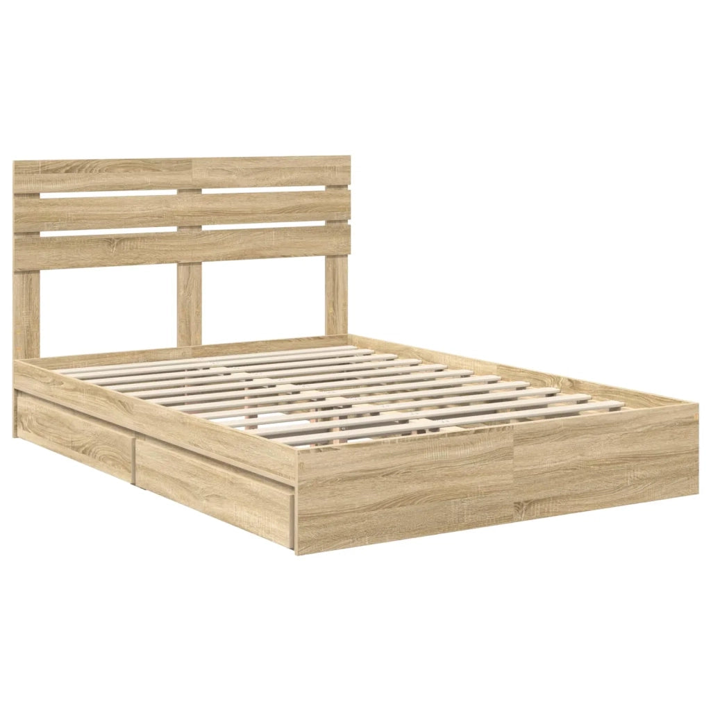 Letto con Contenitore con testiera Rovere Sonoma 160 x 200 cm