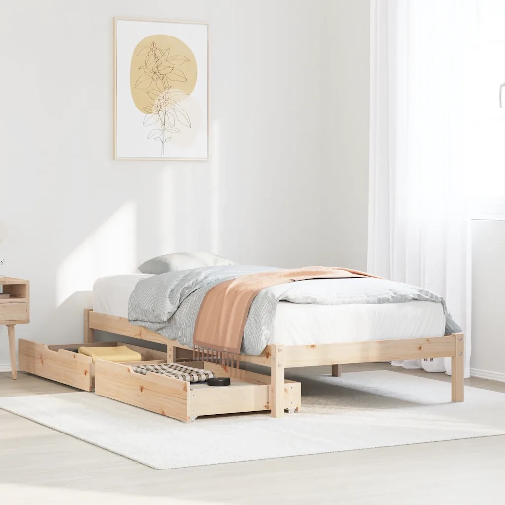 vidaXL Letto senza Materasso 75x190 cm in Legno Massello Pino