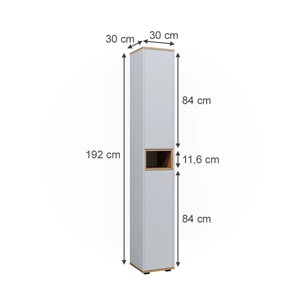 Vicco Armadio per il bagno Bianco/Artisan 30 x 192 cm con 2 porte