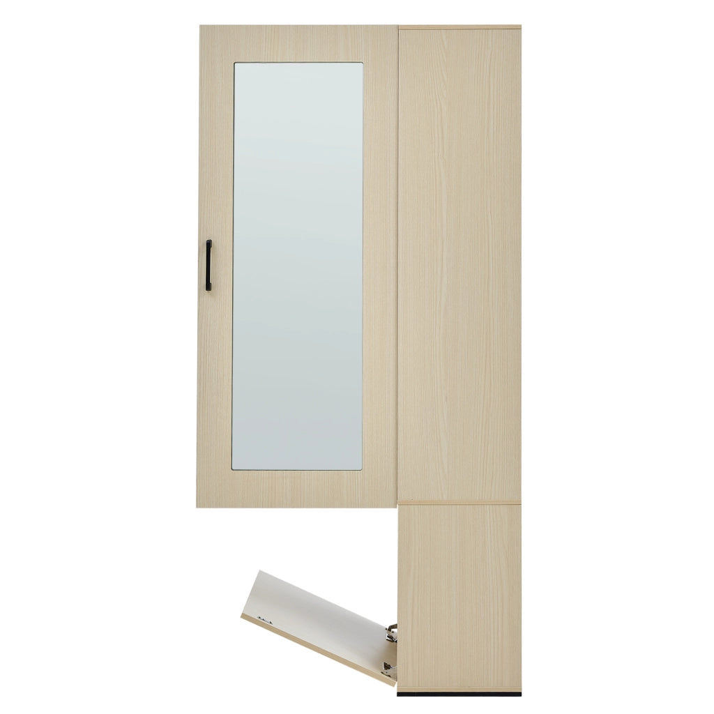 Mobili da ingresso con specchio, panca e 4 ganci, con scarpiera e asta estraibile, in MDF, stile moderno, legno