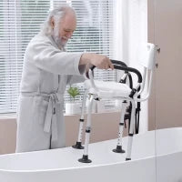 Sedia per doccia per Anziani, Disabili e Donne Incinte Imbottita con forma a U, 54x52x70-82cm, Bianco