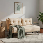 Calvin, Divano Letto 2 Posti Contenitore, 133x78 cm Bianco Crema