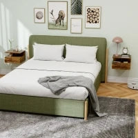 Set da 2 Comodini Sospesi per Camera da Letto con Cassetto e Mensola in Legno 35x32x22.5cm, Marrone