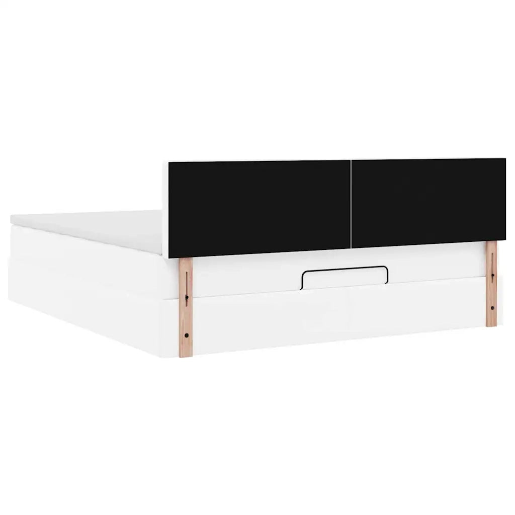Pouf Letto con Materassi e LED Bianco Puro 180x200cm Similpelle 3312168