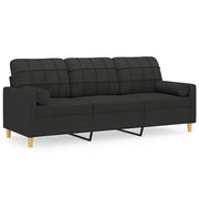 Divano | Divano da soggiorno | Sofa a 3 Posti con Cuscini Nero 180 cm in Tessuto