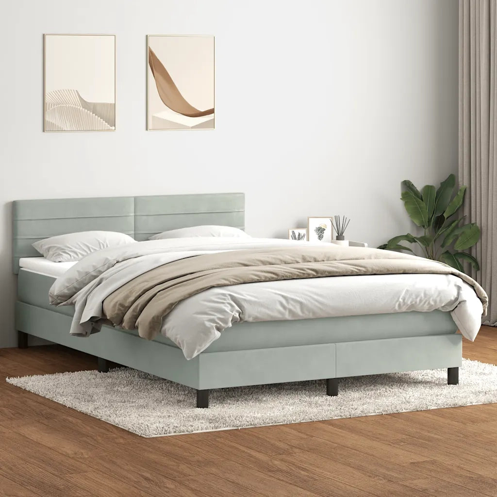 vidaXL Giroletto a Molle con Materasso Grigio Chiaro 160x220cm Velluto