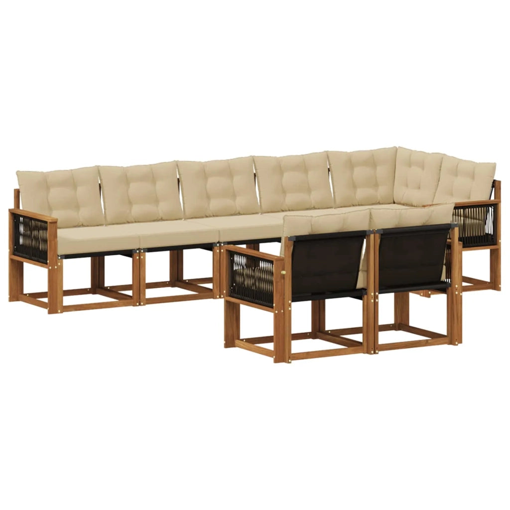 Set di divani da esterno 8 pz Naturale e Beige 3382033
