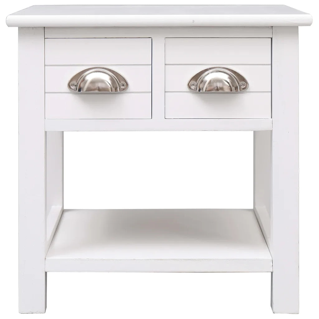 Tavolino Laterale Bianco 40x40x40 cm in Legno di Paulownia 284068