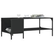 Tavolino Salotto con Ripiano Nero 100x51x40cm Legno Multistrato 837732