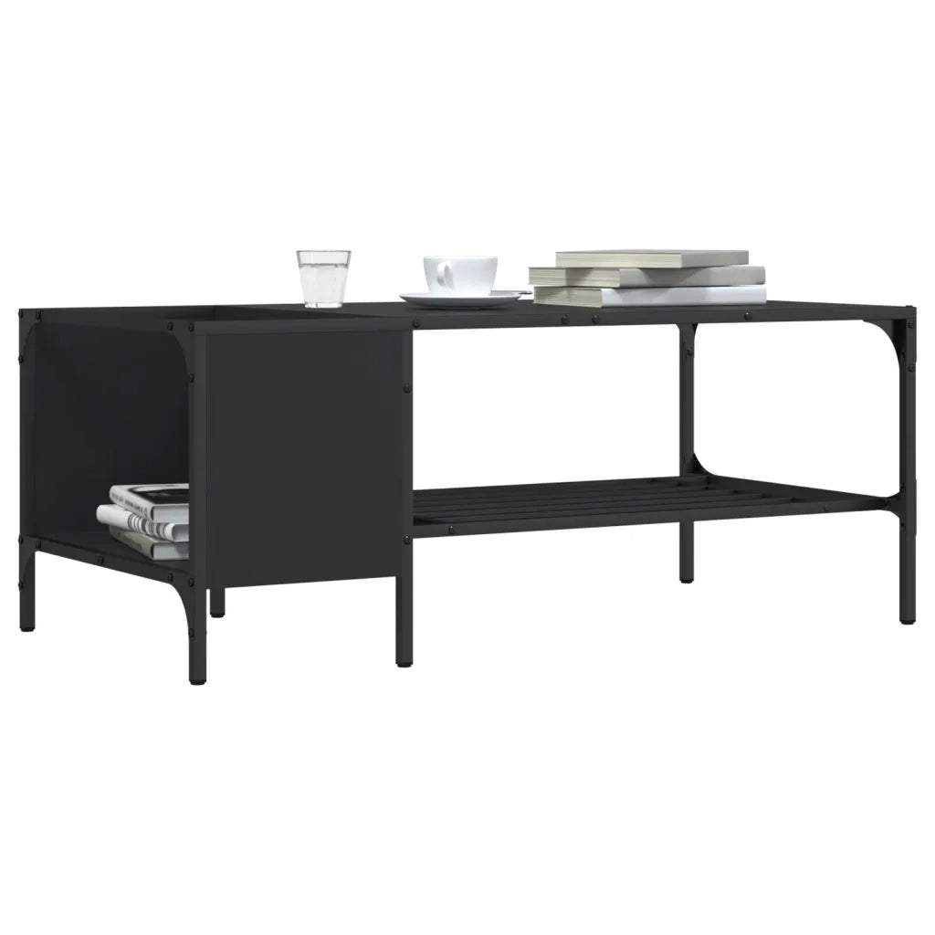 Tavolino Salotto con Ripiano Nero 100x51x40cm Legno Multistrato 837732