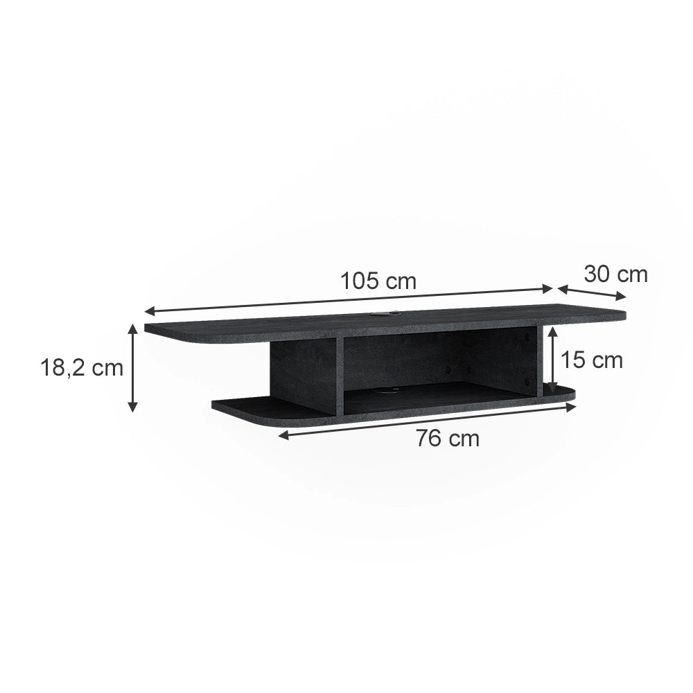 Vicco Mobile tv Calcestruzzo nero 105 x 18.2 cm con scomparti aperti