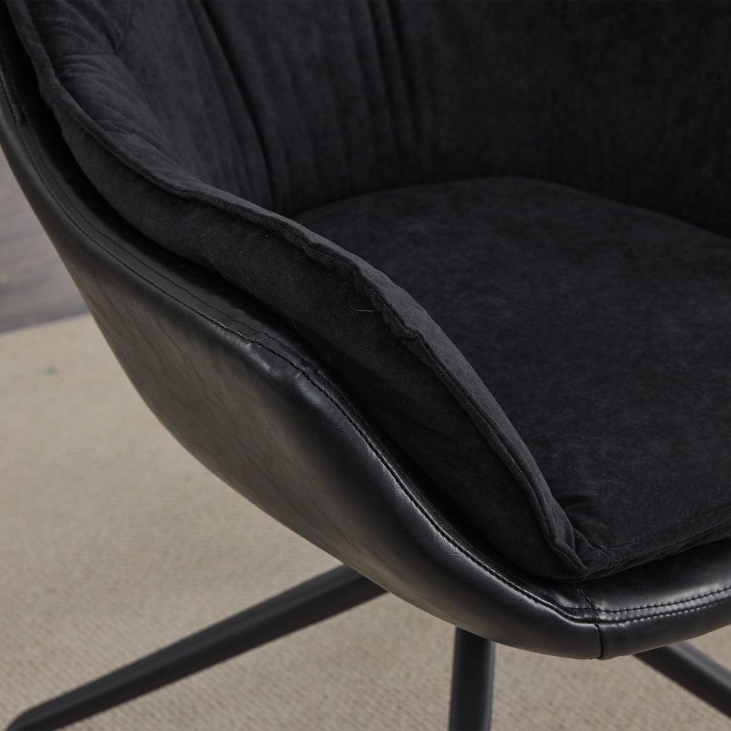 Poltrona girevole in ecopelle con seduta ergonomica e schienale avvolgente base in metallo nero 69 × 65 × 46 cm
