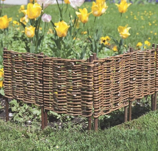 Recinzione per prato - Recinzione per giardino per fiori e ortaggi 100 x 20/35 cm naturale Recinzione per erba