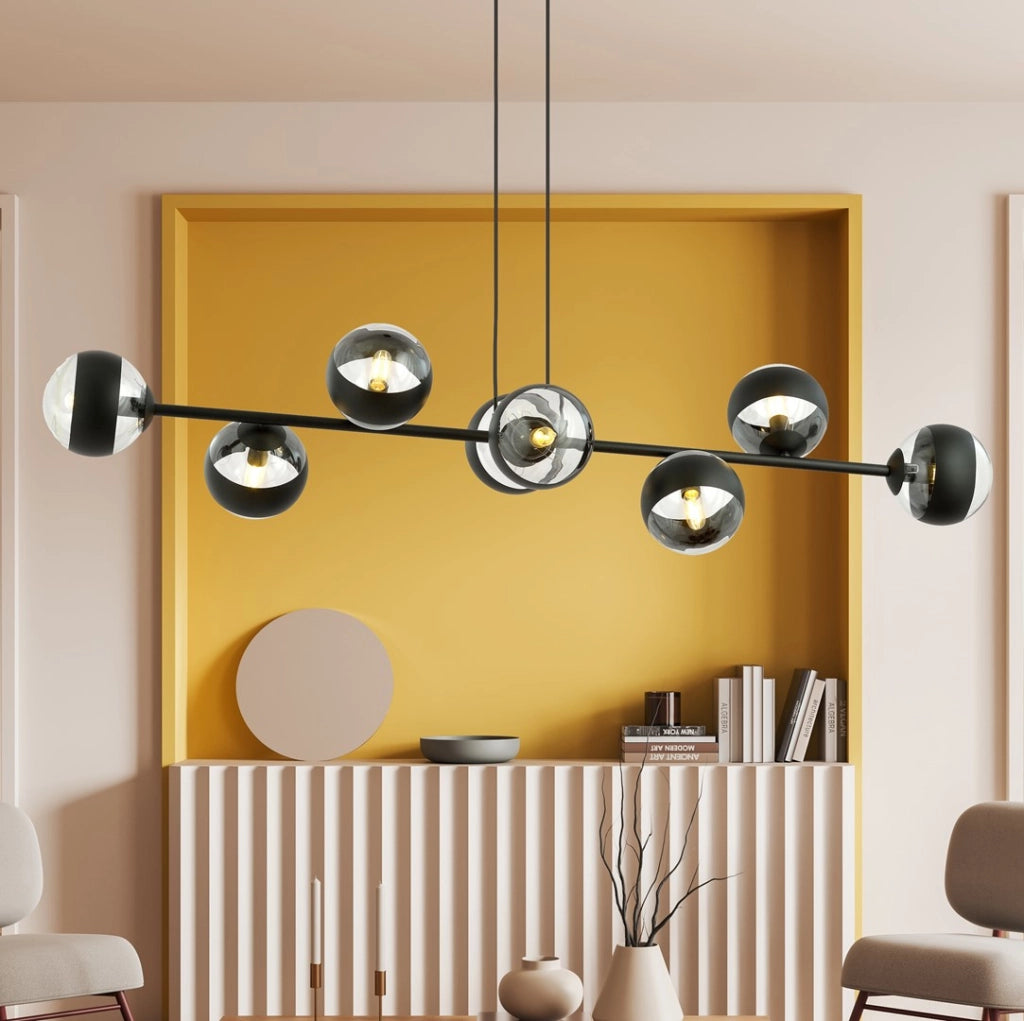 Lampadario a sospensione Rossi Emibig nero vetro 8xE14