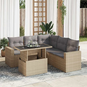 vidaXL Set Divano da Giardino 6 pz con Cuscini Beige in Polyrattan
