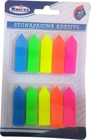 SEGNAPAGINA ADESIVI COLORI FLUO 40 FOGLI X10 PZ A FORMA DI FRECCIA