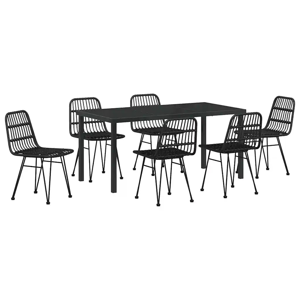 Set da Pranzo per Giardino 7 pcs Nero 3379202