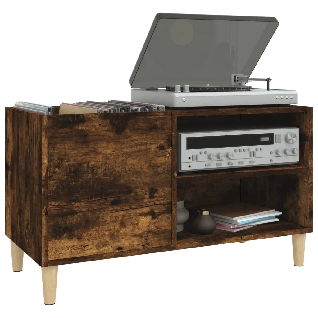 Mobile Porta Dischi Rovere Fumo 84,5x38x48 cm Legno Multistrato 831946