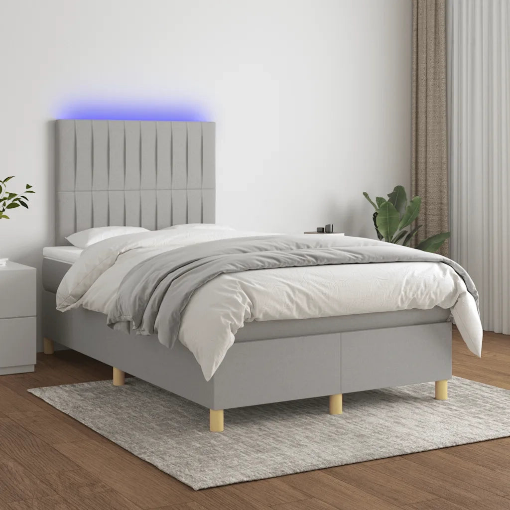 Letto a Molle Materasso e LED Grigio Chiaro 120x190 cm Tessuto 3270260