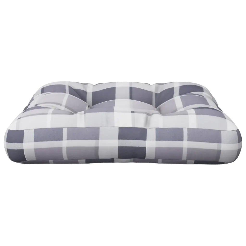 Cuscino per Pallet Motivo a Quadri Grigi 60x60x12 cm in Tessuto 360461