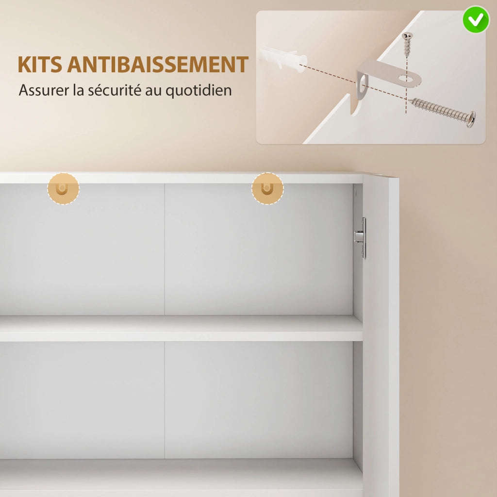 Armadio da Cucina 4 Porte ¨C Zephmum ¨C Bianco Lucido 68x34x180cm