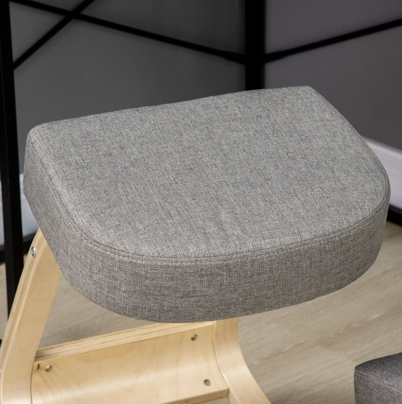 Sedia inginocchiata ergonomica grigia in legno