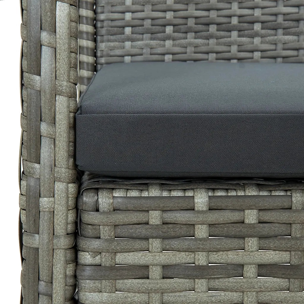 Set da Bistrot 3 pz con Cuscini in Polyrattan Grigio cod mxl 32835