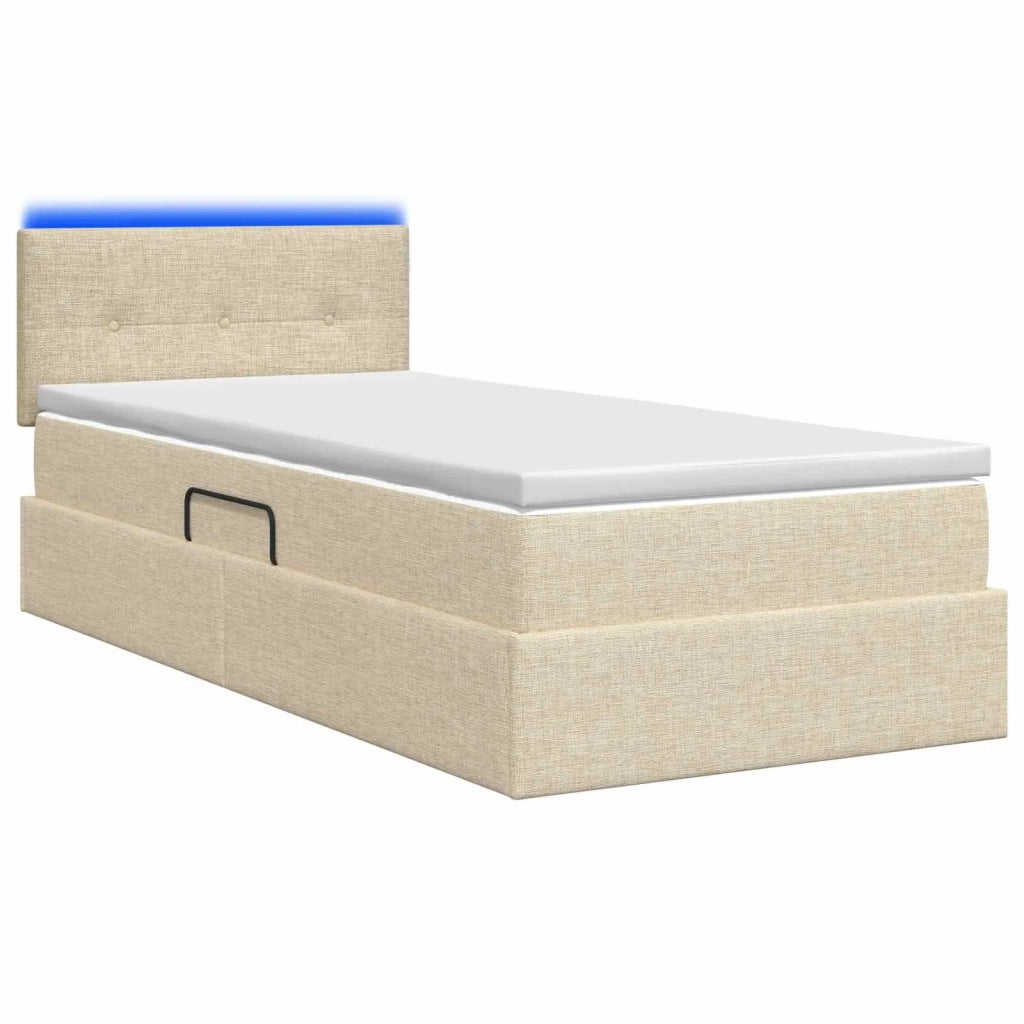 Letto con contenitore LED e materasso Crema 100 x 200 cm 3459046