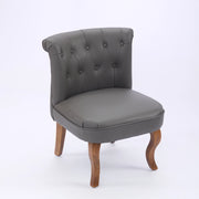Poltrona da pranzo in pelle con gambe in legno di caucciù - grigio 64×59×50 cm