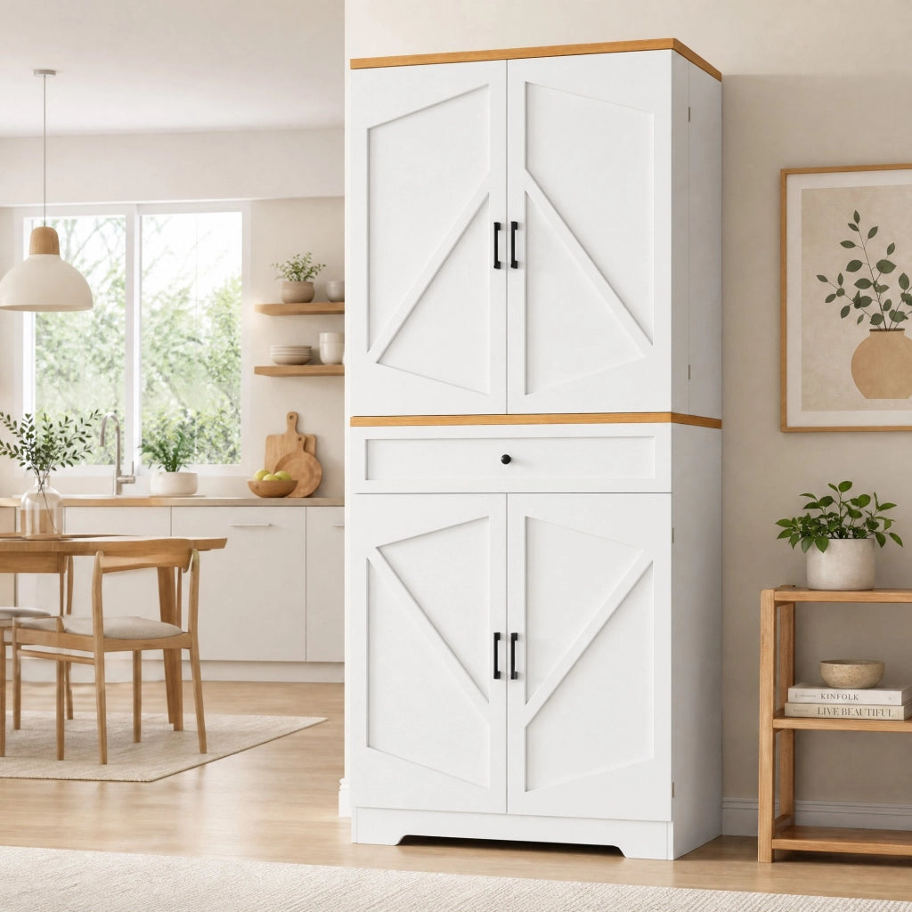 ARMADIO DA CUCINA 80x40x180 cm Bianco in MDF con ripiani aperti e cassetti